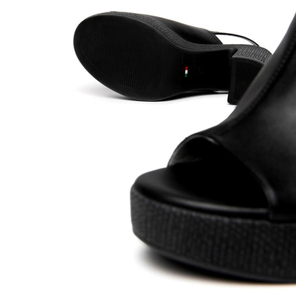 NeroGiardini Sandali Donna con Tacco Alto e Plateau in Pelle Nero - MARIO SPATARELLA