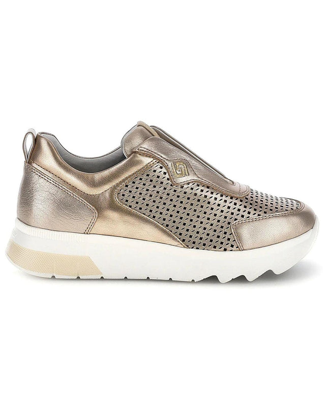 Stonefly Sneackers Slip On Donna in Pelle Laminato Taupe Oro - MARIO SPATARELLA