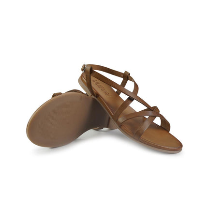 Vueva Sandali Flat Donna in Pelle Cuoio WD133R108 COGNAC Vueva 