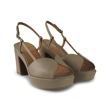 Gianmarco Sorelli Sandali Donna con Tacco e Plateau in Pelle Fango - MARIO SPATARELLA