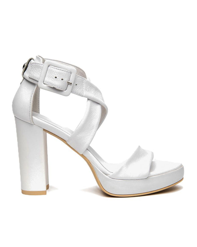NeroGiardini Sandalo Donna con Tacco e Plateau in Pelle Bianca E615800D BIANCO 707 Nero Giardini 