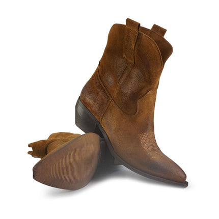 Stivaletto Texano in Camoscio Cuoio ELENA23 TEX Spatarella 
