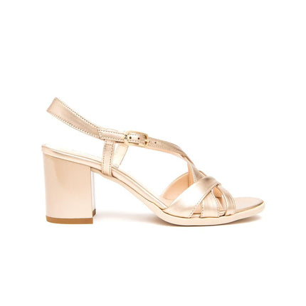 Nero Giardini Sandali Donna con Tacco in Pelle Laminata Sand - MARIO SPATARELLA