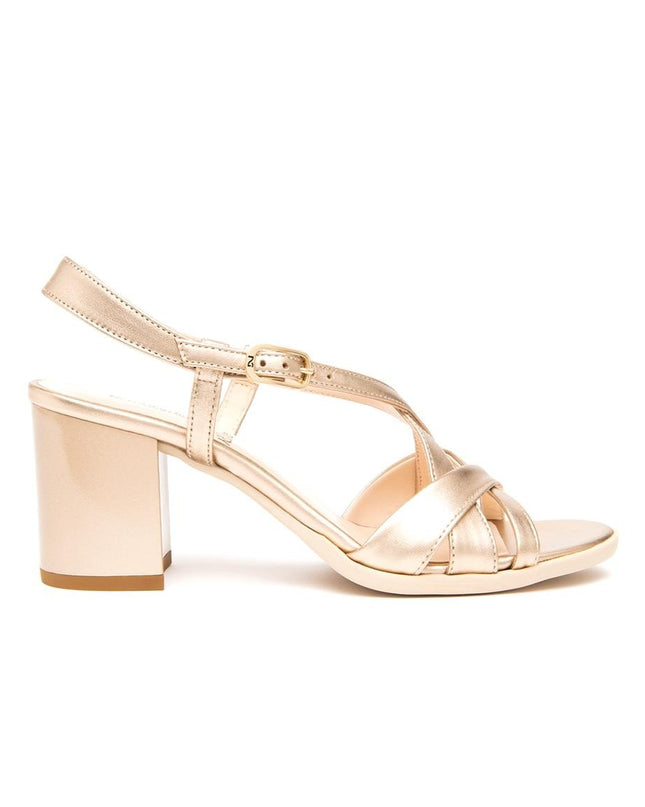 Nero Giardini Sandali Donna con Tacco in Pelle Laminata Sand - MARIO SPATARELLA
