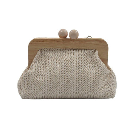 Exe Borsa Clutch Pochette Donna a Mano e Tracolla in Tessuto Beige M003 RAFFIA Exe 