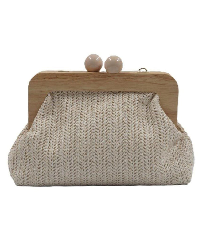 Exe Borsa Clutch Pochette Donna a Mano e Tracolla in Tessuto Beige M003 RAFFIA Exe 