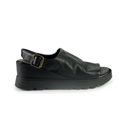 Bueno Sandali Donna con Zeppa in Pelle Nero Y8607 BLACK Bueno 