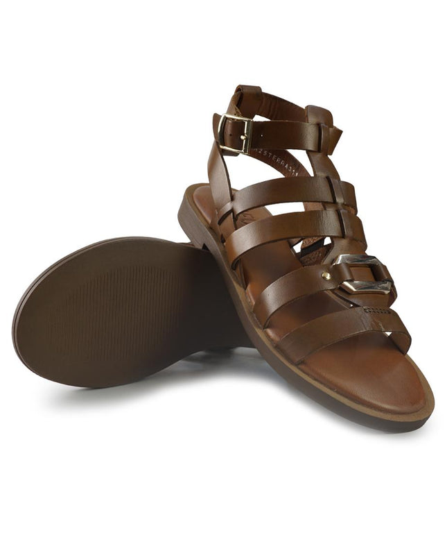 Vueva Sandali Flat Donna in Pelle Cuoio WD425R25 COGNAC Vueva 