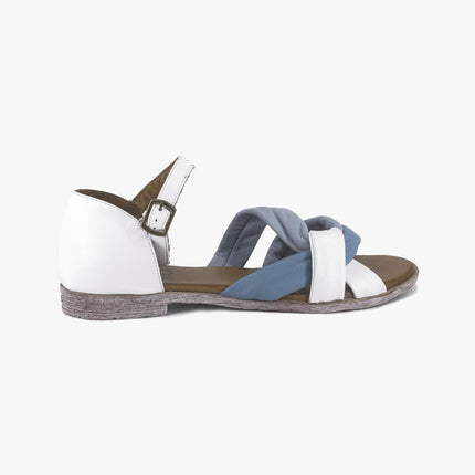 Sandali Donna Bassi in Pelle Y3405 AZZURRO Bueno 