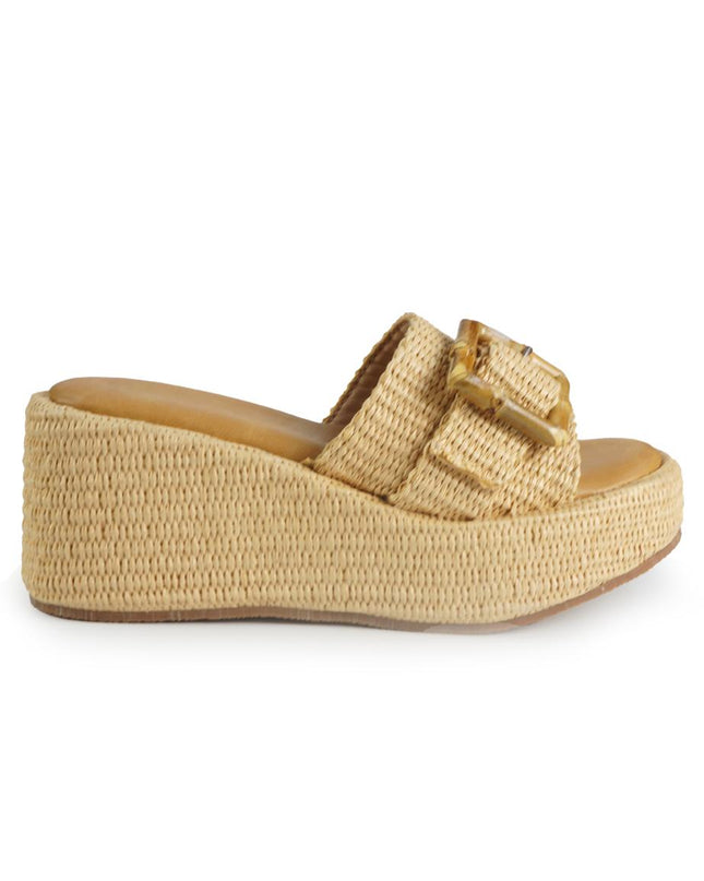 Exe Sandali Donna con Zeppa in Tessuto Beige 25001-2 RAFFIA BEIGE Exe 
