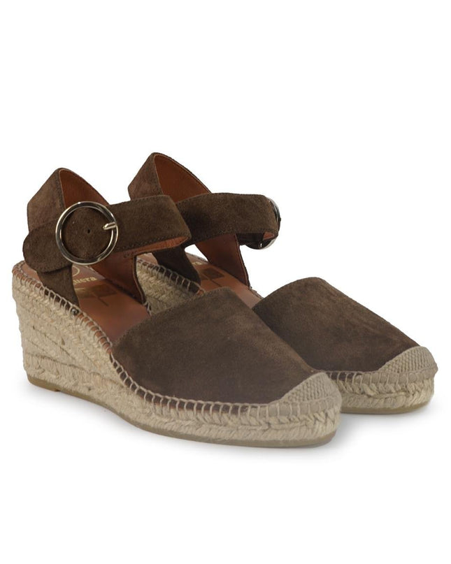 Viguera Espadrillas Alpargatas Donna con Cinturino in Camoscio Marrone - MARIO SPATARELLA