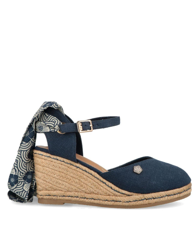 O-Joo Espadrillas Donna con Zeppa e Lacci in Tessuto Blu GERI CVS NAVY O-JOO 
