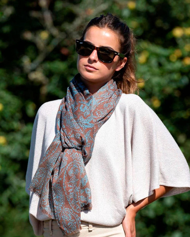 Foulard in Lana Misto Seta Marrone ASW42F MARRON Colores de Otono 