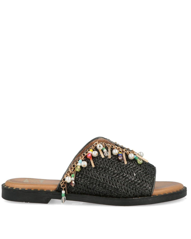 O-Joo Sandalo Flat Donna in Tessuto Nero Multicolor MILEY CARRIBEAN BLACK O-JOO 