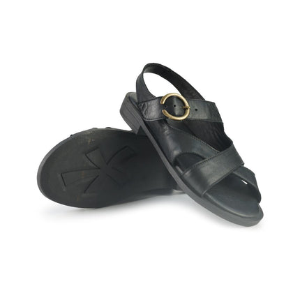 Bueno Sandali Donna con Tacco Basso in Pelle Nero E2800 BLACK Bueno 