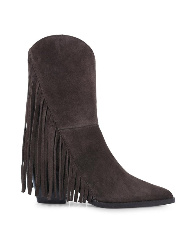 Tsakiris Mallas Stivali Texani Donna con Frange in Camoscio Testa di Moro - MARIO SPATARELLA