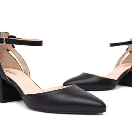 NeroGiardini Chanel Mary Jane con Cinturino e Tacco in Pelle Nera - MARIO SPATARELLA