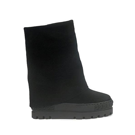 Tsakiris Mallas Stivali Donna Double Face con Risvolto e Zeppa in Camoscio Nero - MARIO SPATARELLA