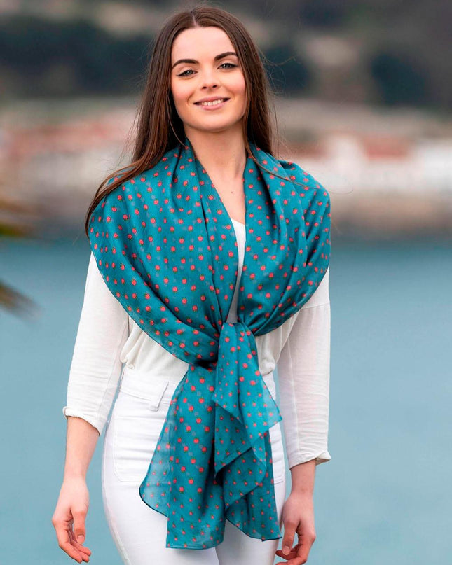 Scialle Pareo in Seta Stampa Verde - MARIO SPATARELLA