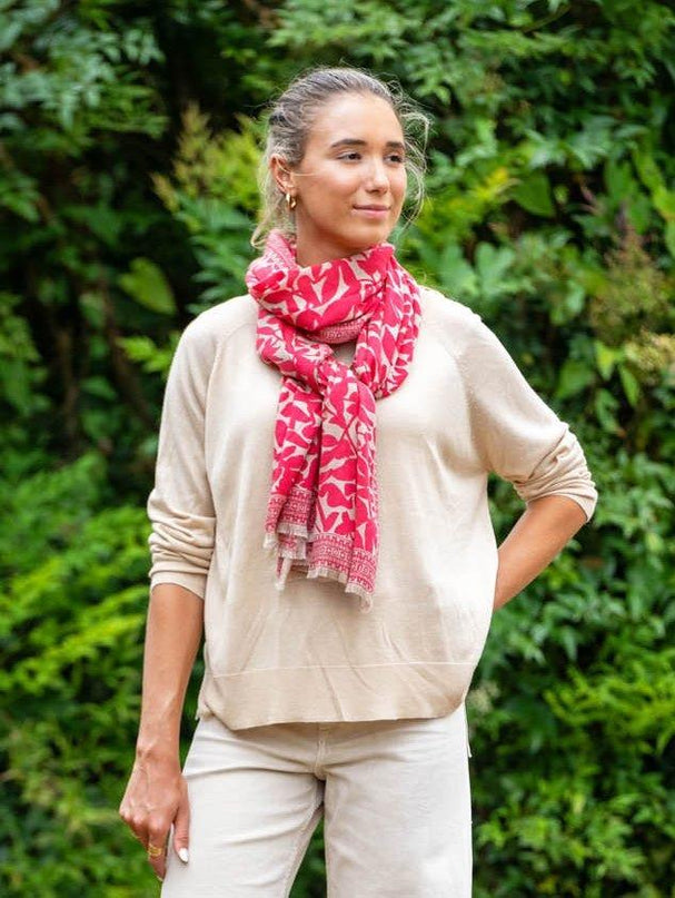 Foulard in Lana Misto Seta Rosso ASW52F ROJO Colores de Otono 