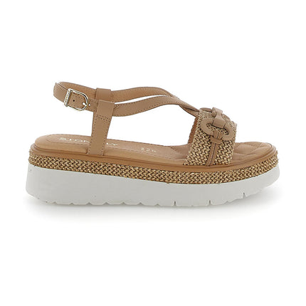 Sandali Zeppa Pelle Cuoio SOLES 4 220973 TAN BROWN Stonefly 