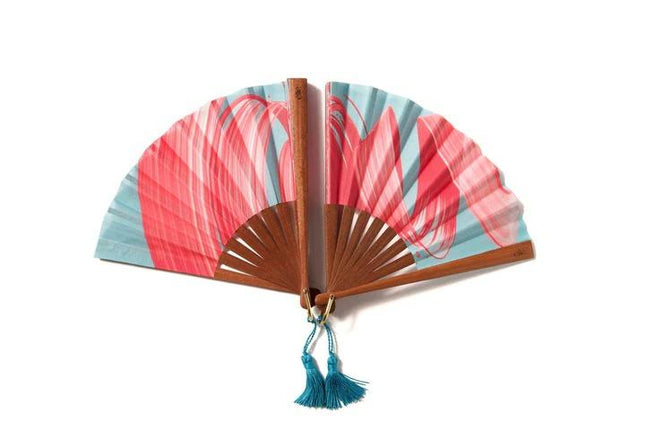 Ventaglio in Legno e Cotone PINK WAWE FLUID Ette 