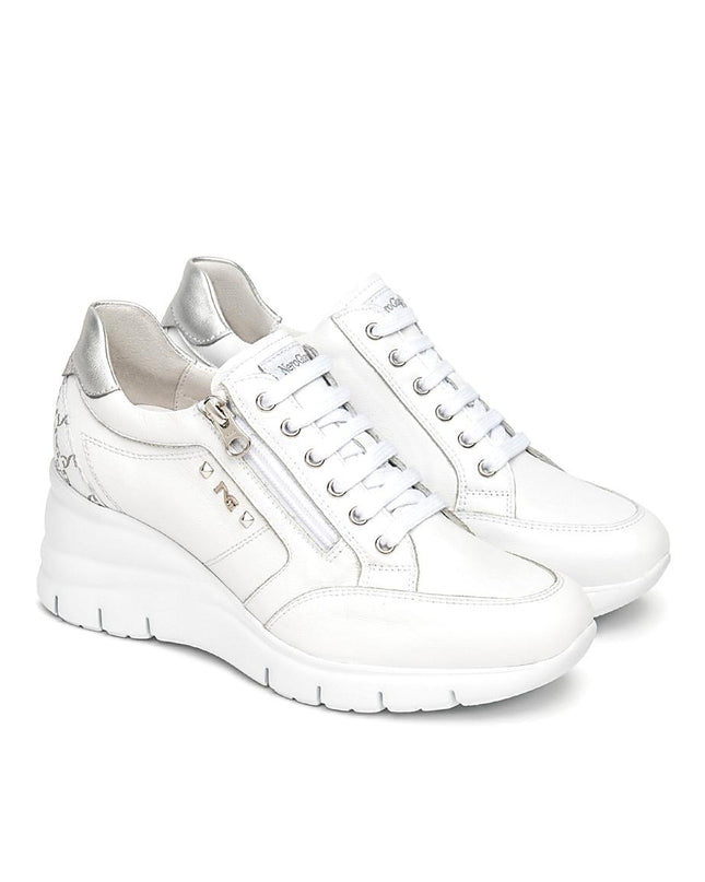 NeroGiardini Sneakers con Zeppa in Pelle Bianca - MARIO SPATARELLA