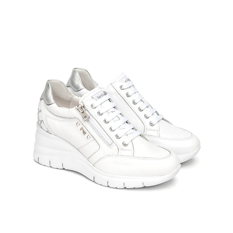 NeroGiardini Sneakers con Zeppa in Pelle Bianca - MARIO SPATARELLA