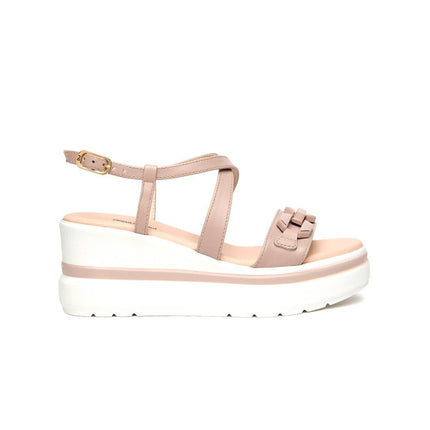 NeroGiardini Sandali Donna con Zeppa in Pelle Femme Nude - MARIO SPATARELLA