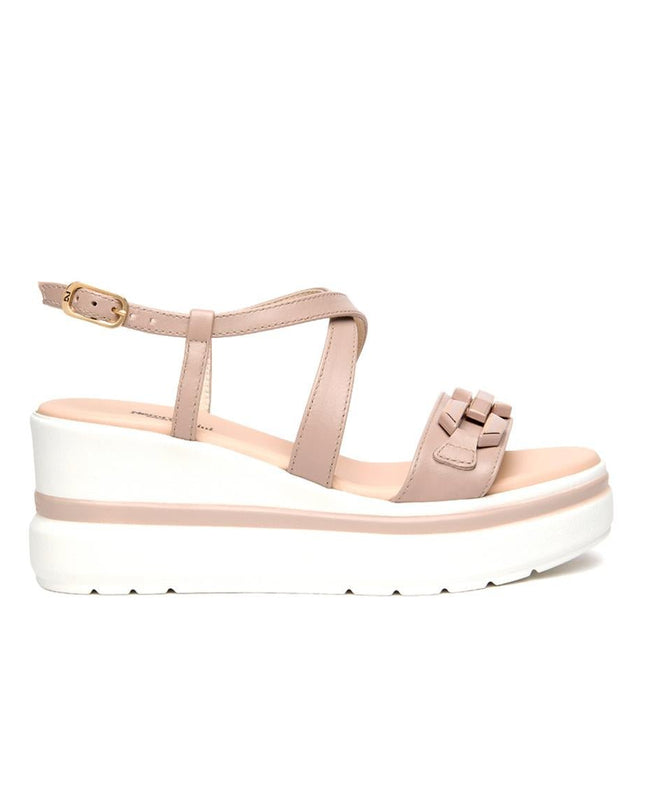 NeroGiardini Sandali Donna con Zeppa in Pelle Femme Nude - MARIO SPATARELLA