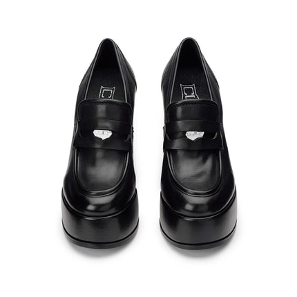 Mocassini Cult Donna con Tacco e Plateau in Pelle Nero - MARIO SPATARELLA