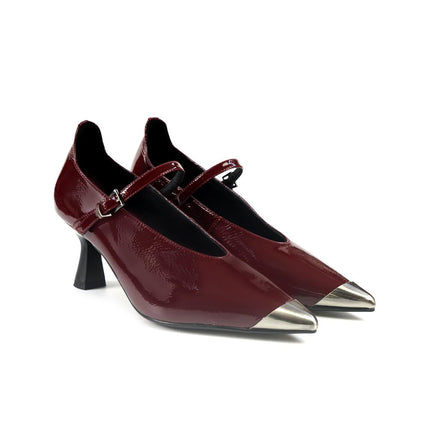Decollete con Cinturino Bruno Premi a Punta in Vernice Bordo BM0402 BURGUNDY Bruno Premi 
