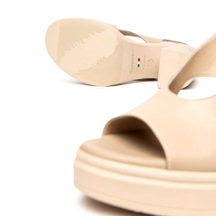 NeroGiardini Sandali Slingback Donna con Tacco Alto e Plateau in Pelle Lino E616082D LINO 453 Nero Giardini 