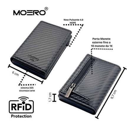 Moero Pro Carbon Black Zip Portafoglio Slim - MARIO SPATARELLA