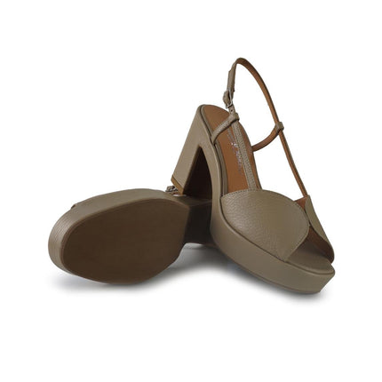 Gianmarco Sorelli Sandali Donna con Tacco e Plateau in Pelle Fango - MARIO SPATARELLA