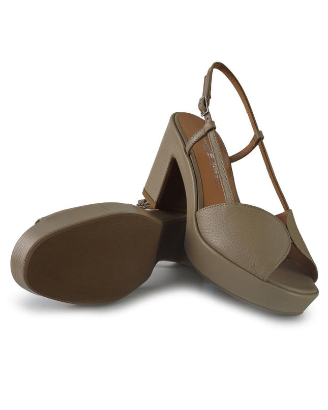 Gianmarco Sorelli Sandali Donna con Tacco e Plateau in Pelle Fango - MARIO SPATARELLA