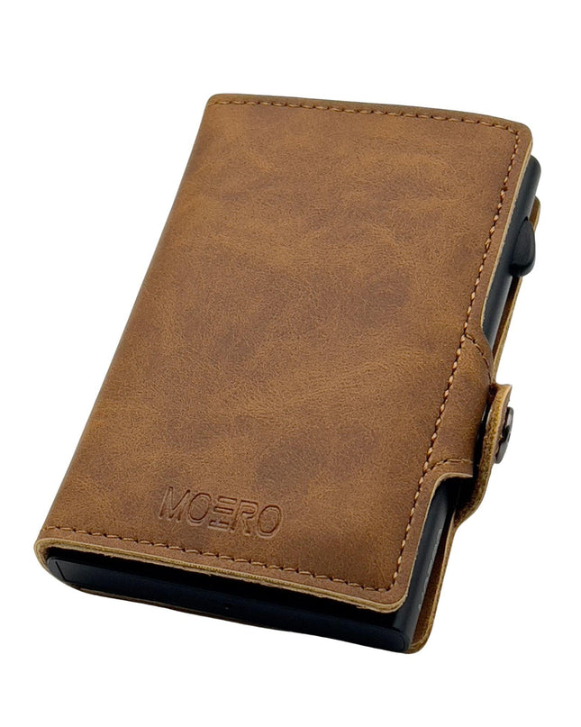 Portafoglio Slim VINTAGE LIGHT BROWN BUFFALO ZIP CUOIO Moero 