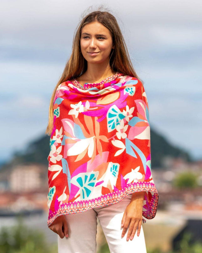 Foulard in Lana Misto Seta Rosso ASW35F ROJO Colores de Otono 