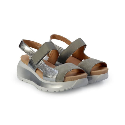 Callaghan Sandali Donna con Velcro in Pelle Argento - MARIO SPATARELLA