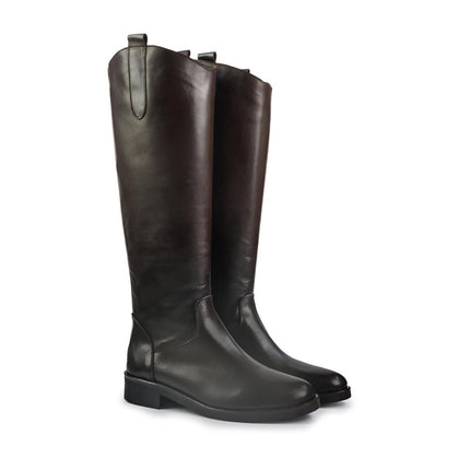 Spatarella Stivali Donna con Tacco Basso Cavallerizza in Pelle Marrone - MARIO SPATARELLA