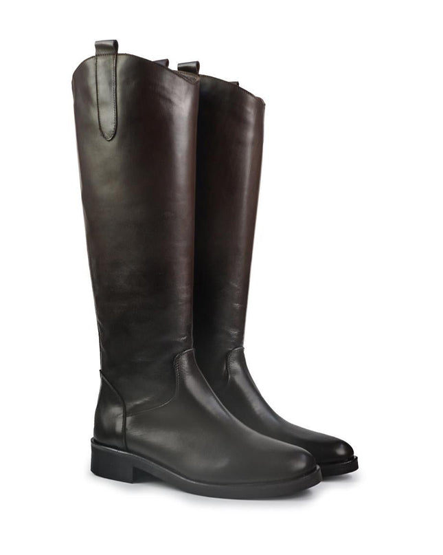 Spatarella Stivali Donna con Tacco Basso Cavallerizza in Pelle Marrone - MARIO SPATARELLA