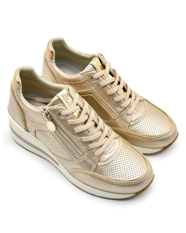 Stonefly Sneackers Donna con Zeppa in Pelle Taupe 222459 MINA LAMINATO Stonefly 