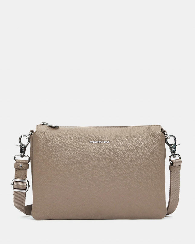 Mandarina Duck Borsa Pochette in Pelle Taupe con Tracolla FZT12 MELLOW LEATHER WARM Mandarina Duck 