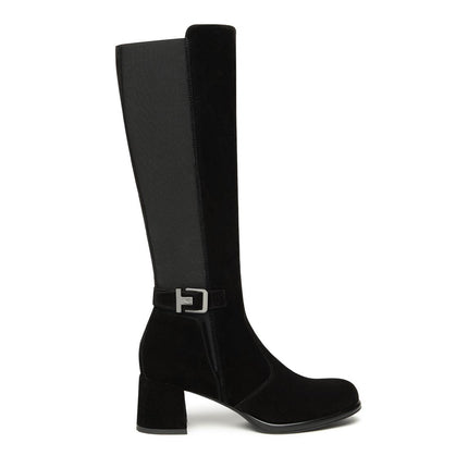 Nero Giardini Stivali Donna con Tacco in Camoscio Nero - MARIO SPATARELLA