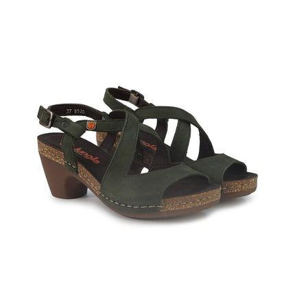 Jungla Sandalo Donna con Tacco in Pelle Nabuk Verde 8520 PRADO Jungla 