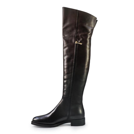 Gianni Crasto Stivale Donna in Pelle Marrone con Tacco Basso e Gambale Alto Sopra il Ginocchio 2074 BROWN Gianni Crasto 