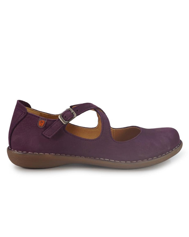 Jungla Ballerina Donna con Doppio Cinturino in Pelle Nabuk Viola 8340 PRUNUS Jungla 
