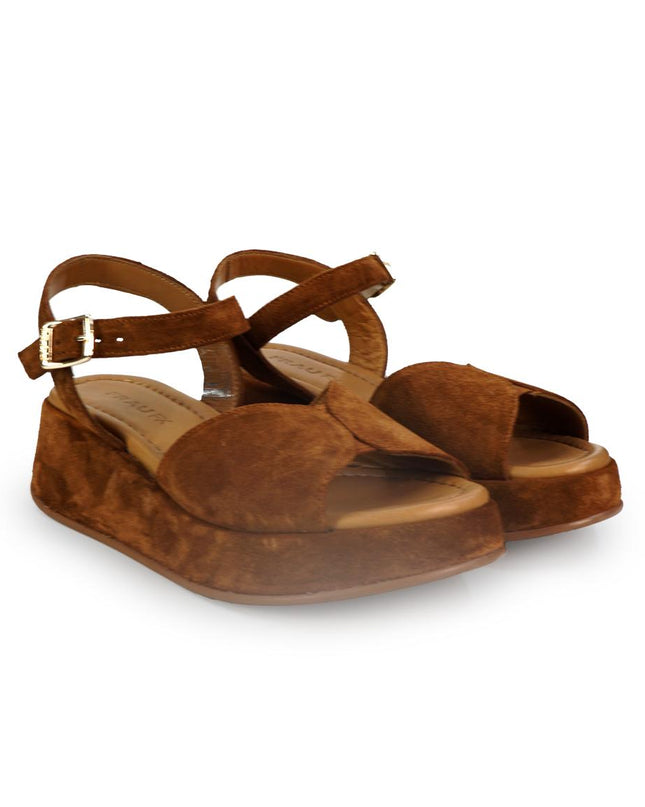 Frau Sandali con Zeppa Donna in Camoscio Bruciato 04B2 VELOUR BRUCIATO Frau 