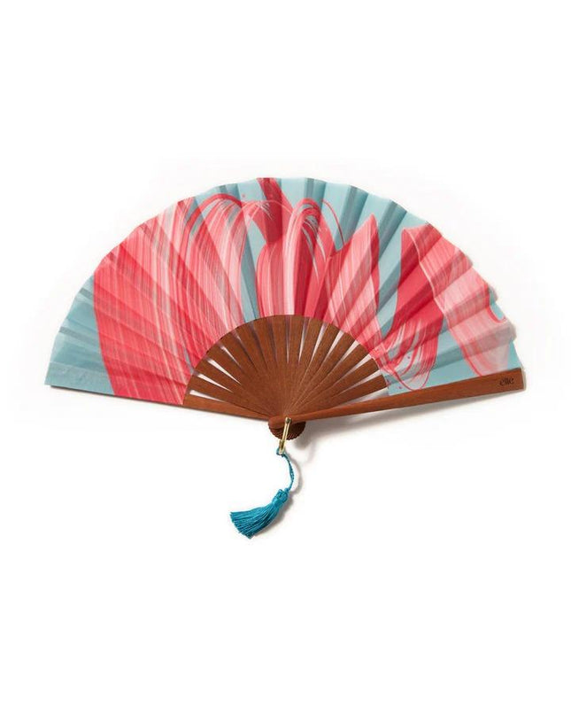 Ventaglio in Legno e Cotone PINK WAWE FLUID Ette 