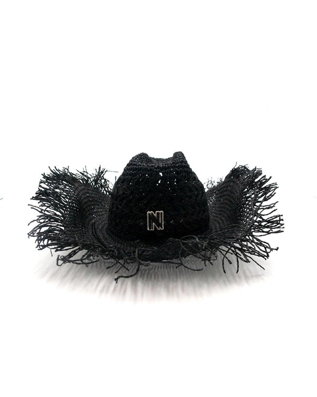 Cappello Texano Sfrangiato in Carta Nero FEDORA THE WEST NUDE SFRANGIATO CARTA BLACK NINETOWEAR 